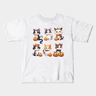 Cats, Pumpkins, and Halloween Hugs Kids T-Shirt